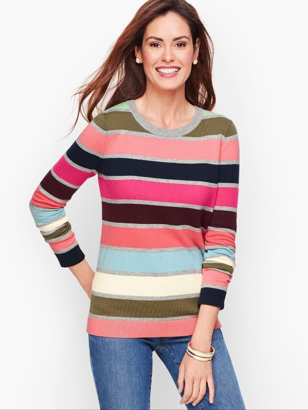 Talbots Supersoft Stripe Sweater With Back Bow